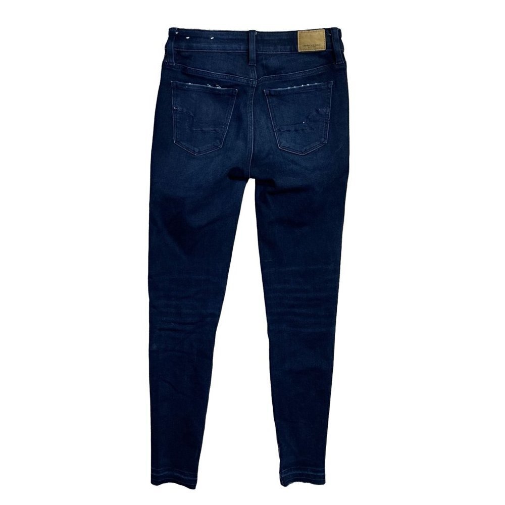 American Eagle Hi-Rise Jegging Dark Wash Raw Hem Size 0 - Picture 3 of 10